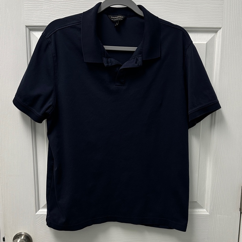Banana Republic Men's Luxe Touch Performance Navy Polo Shirt